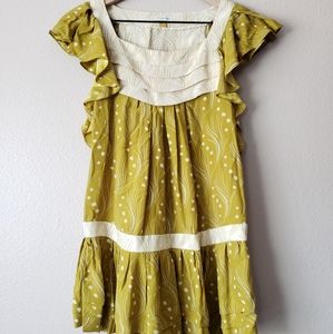 Anthropologie Leifsdottir Polka Dots Ruffle Sleeve Silk Top Size 0